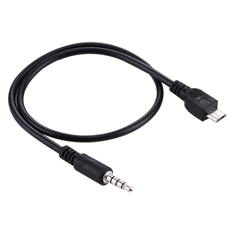 40cm micro usb male to 3 5mm male aux audio cable black 